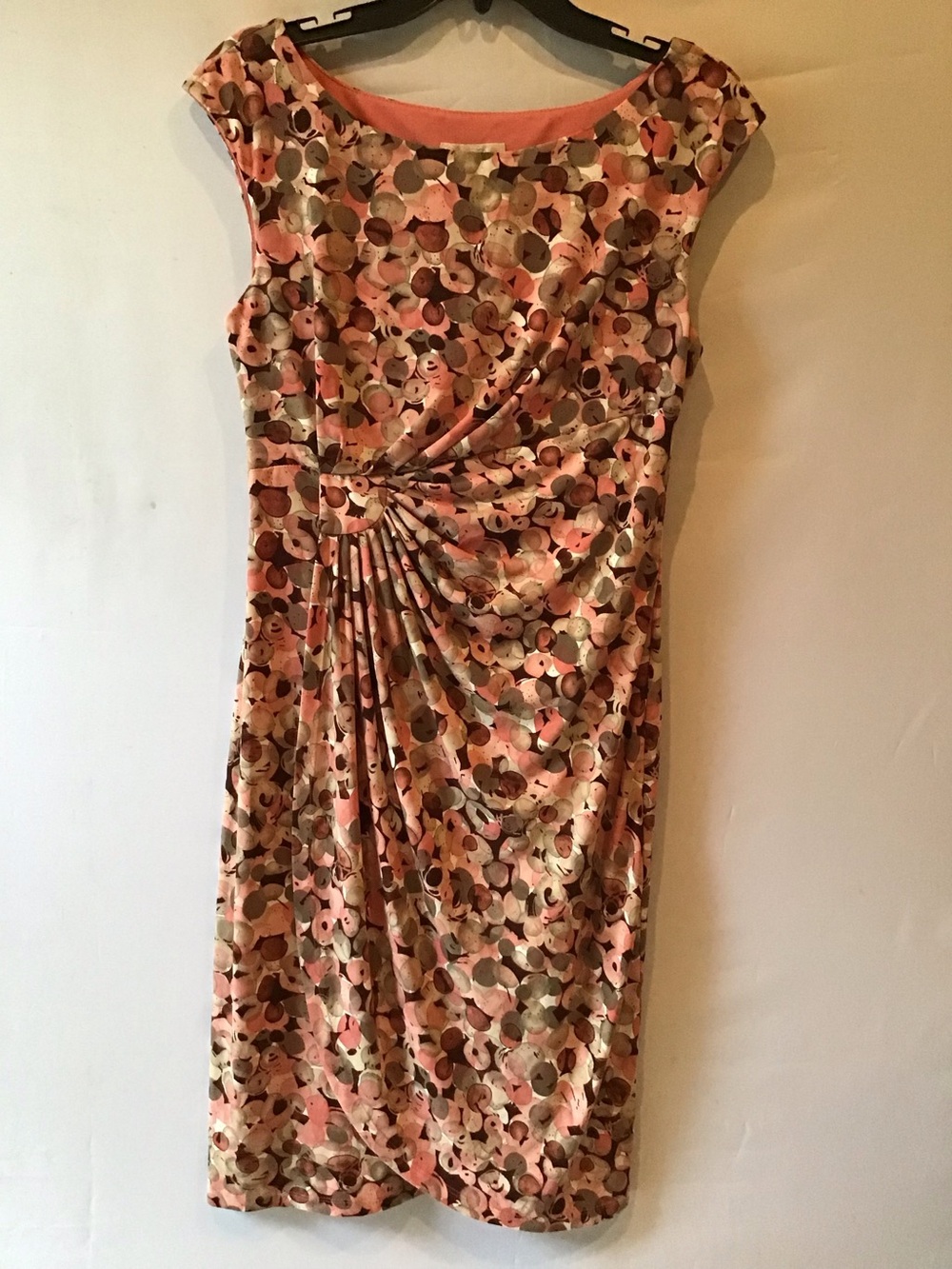477 dressbarn Pink Multi-Color Ruched Sheath Dress